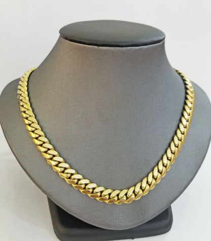 10K SOLID Yellow Gold Miami Cuban Chain 8mm 24" Inch men's Real gold 10kt - Reva Jeweler