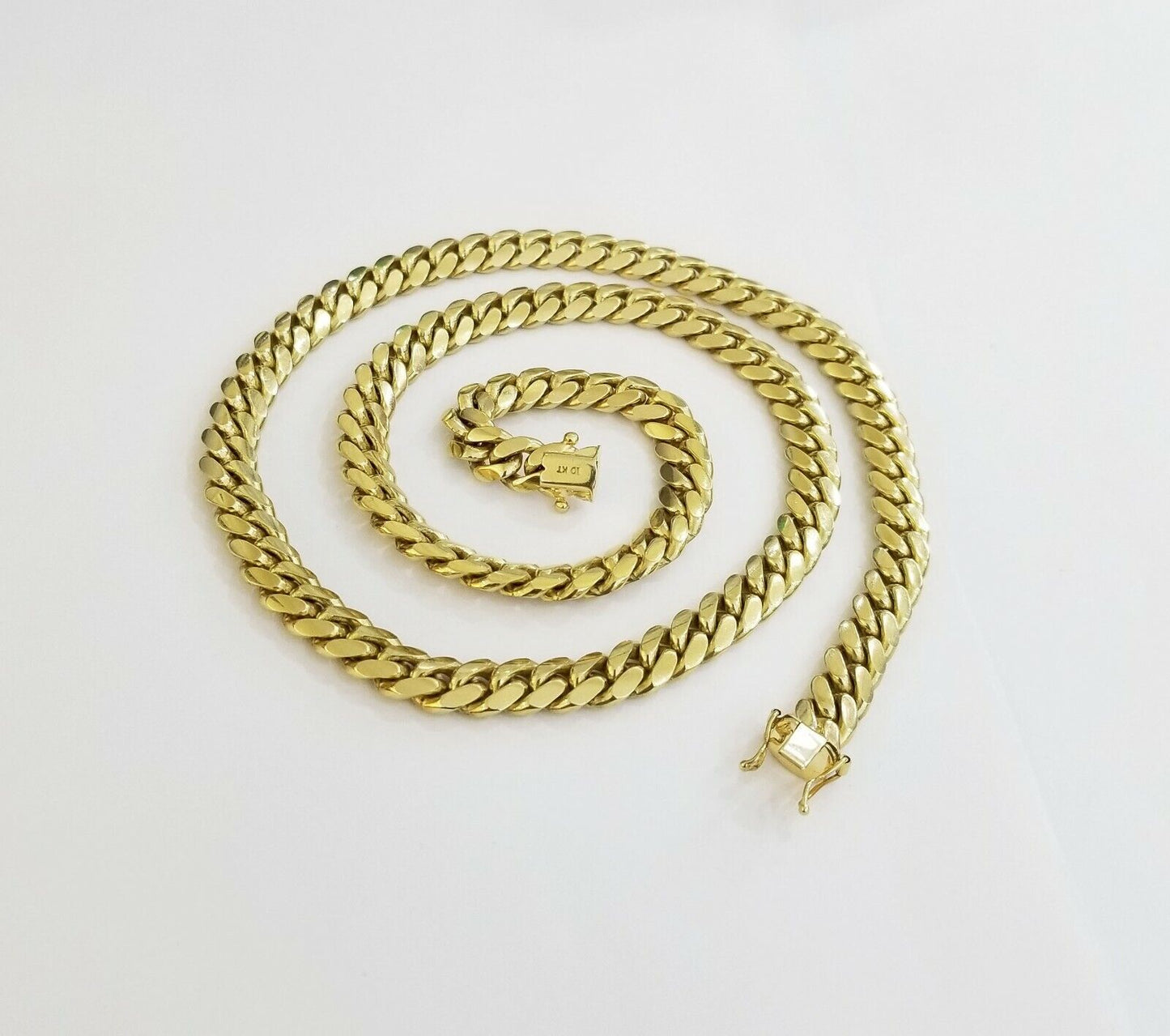 10K SOLID Yellow Gold Miami Cuban Chain 8mm 24" Inch men's Real gold 10kt - Reva Jeweler
