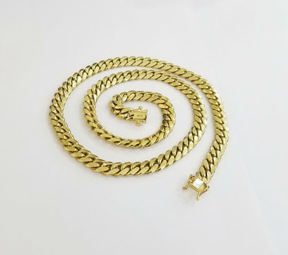 10K SOLID Yellow Gold Miami Cuban Chain 8mm 24" Inch men's Real gold 10kt - Reva Jeweler
