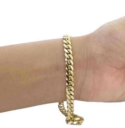 10k Solid Yellow Gold Miami Cuban Link Bracelet 6mm 8" Inch Real 10Kt Men Women - GoldenlinQ