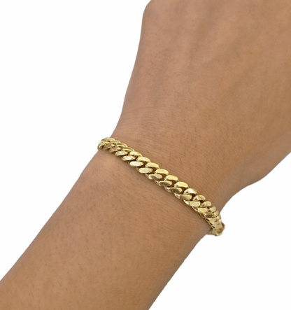 10k Solid Yellow Gold Miami Cuban Link Bracelet 6mm 8" Inch Real 10Kt Men Women - GoldenlinQ