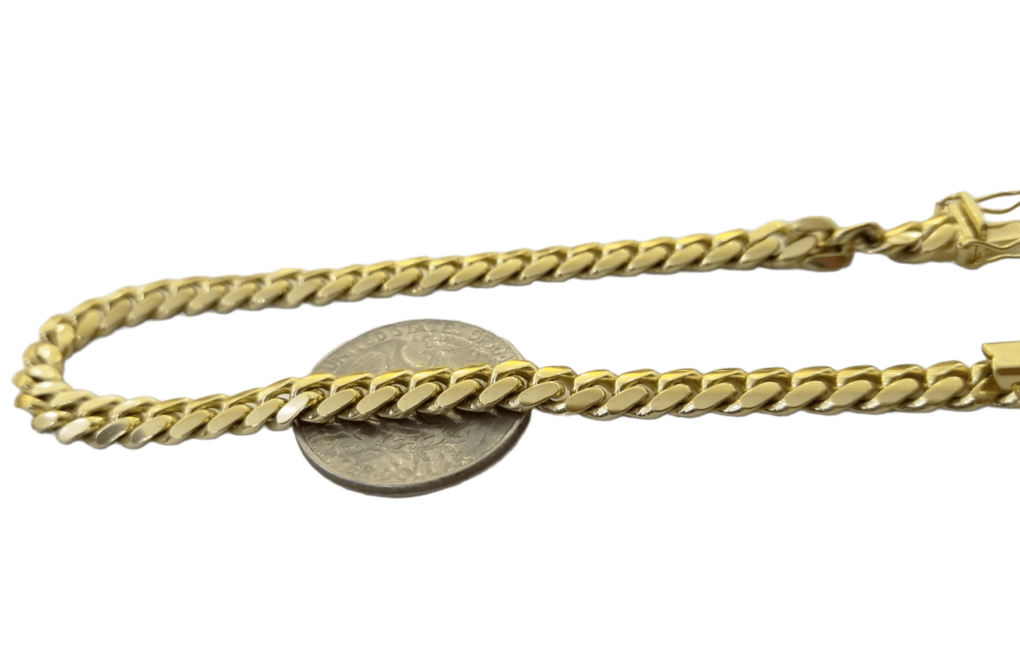 10k Solid Yellow Gold Miami Cuban Link Bracelet 6mm 8" Inch Real 10Kt Men Women - GoldenlinQ