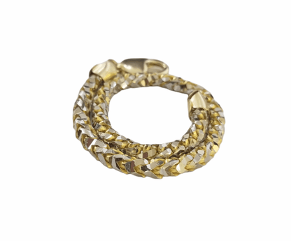 10k Solid Yellow Gold Palm Bracelet 5mm 8" Inch Diamond Cut Real 10Kt - Reva Jeweler