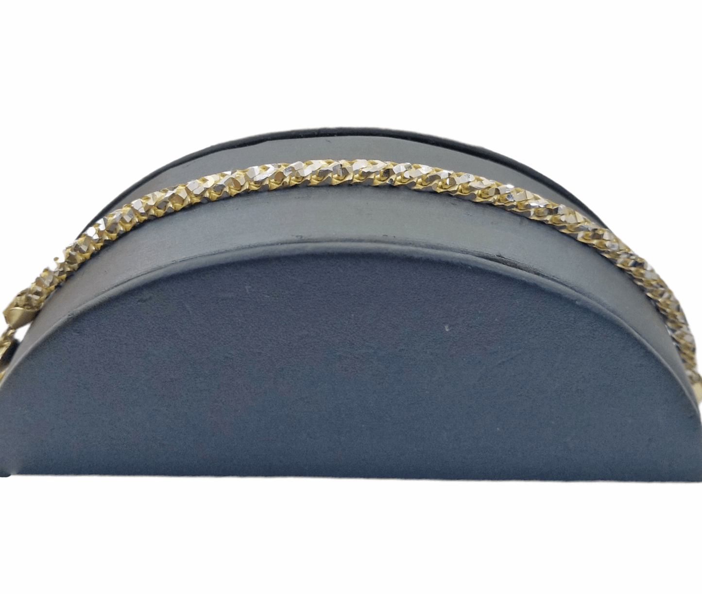 10k Solid Yellow Gold Palm Bracelet 5mm 8" Inch Diamond Cut Real 10Kt - Reva Jeweler