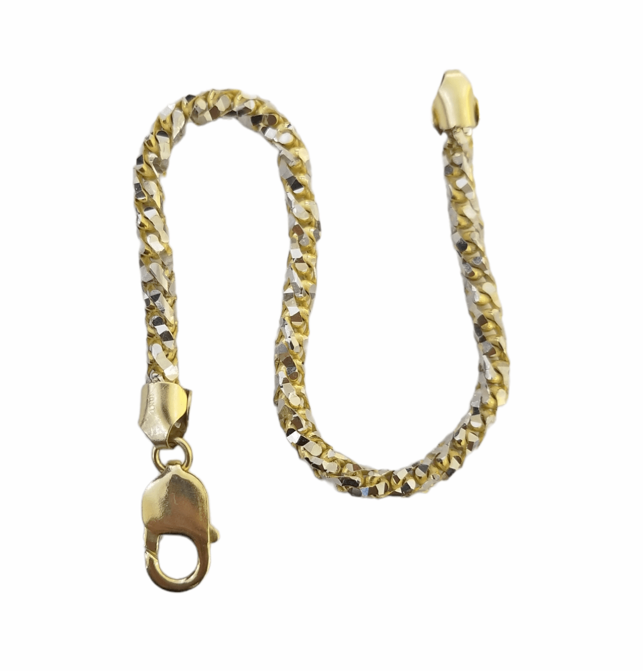 10k Solid Yellow Gold Palm Bracelet 5mm 8" Inch Diamond Cut Real 10Kt - Reva Jeweler
