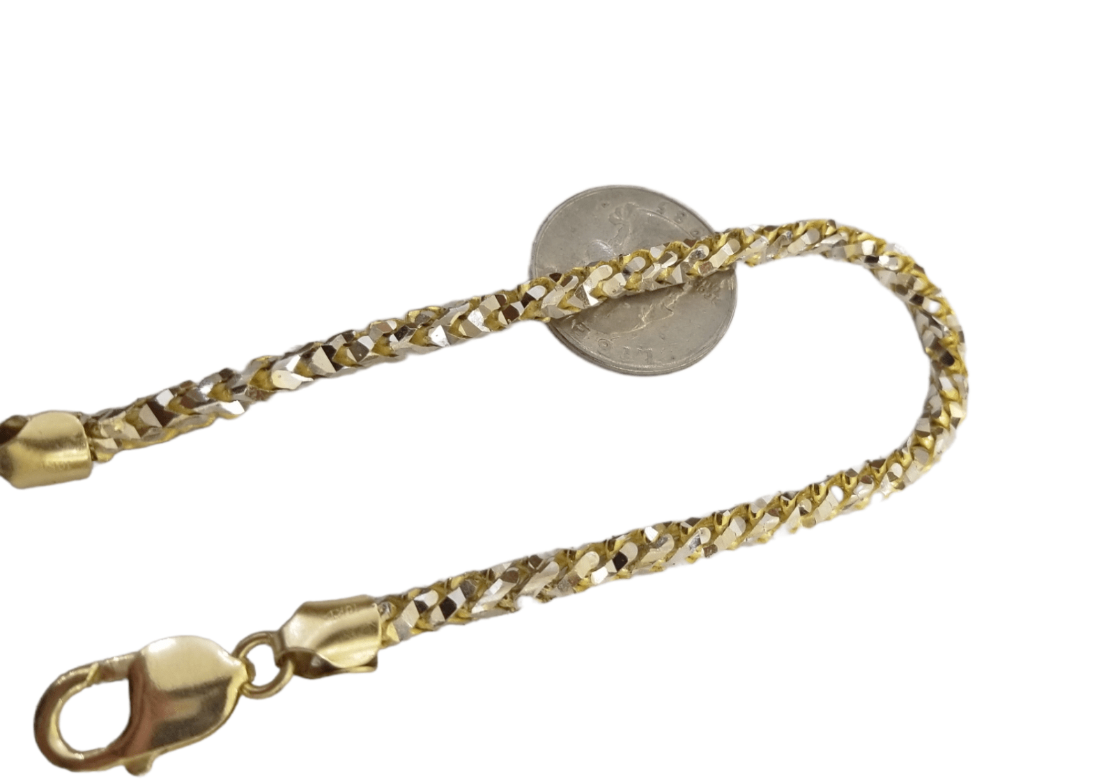 10k Solid Yellow Gold Palm Bracelet 5mm 8" Inch Diamond Cut Real 10Kt - Reva Jeweler