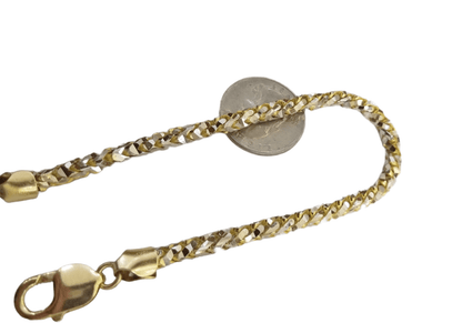 10k Solid Yellow Gold Palm Bracelet 5mm 8" Inch Diamond Cut Real 10Kt - Reva Jeweler