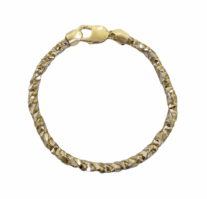 10k Solid Yellow Gold Palm Bracelet 5mm 8" Inch Diamond Cut Real 10Kt - Reva Jeweler