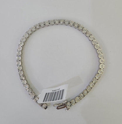 10K White Gold Diamond Bracelet Women Ladies 7" REAL Genuine Gold - GoldenlinQ