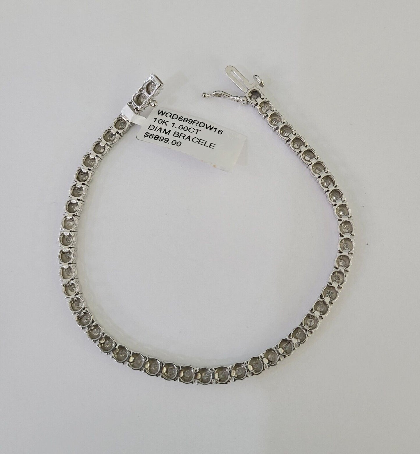10K White Gold Diamond Bracelet Women Ladies 7" REAL Genuine Gold - GoldenlinQ