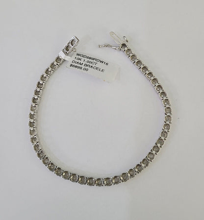 10K White Gold Diamond Bracelet Women Ladies 7" REAL Genuine Gold - GoldenlinQ