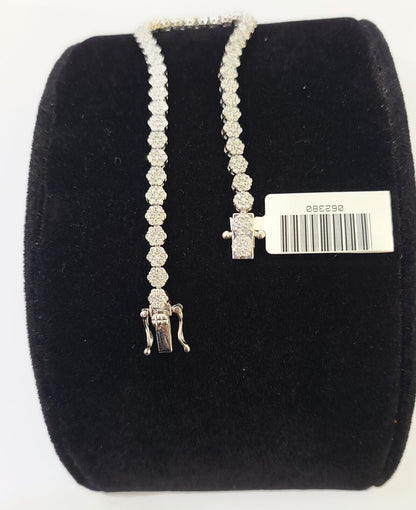 10k White Gold Diamond Flower Bracelet Real Box Clasp Women Genuine - Reva Jeweler