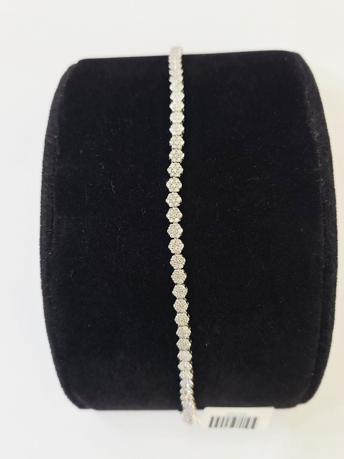 10k White Gold Diamond Flower Bracelet Real Box Clasp Women Genuine - Reva Jeweler