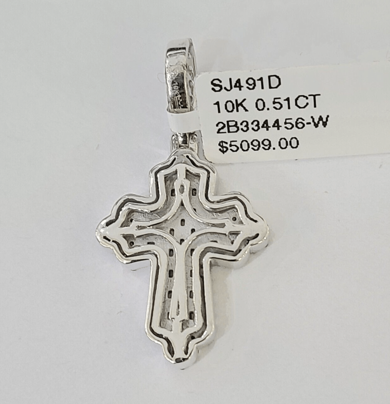 10k White Gold Diamond Jesus Cross Pendant charm Real Genuine 1.5" - Reva Jeweler