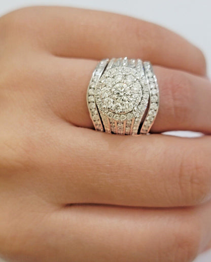 10k White Gold Diamond Ring & Band Ladies 3CTW Wedding Engagement Solid REAL - Reva Jeweler