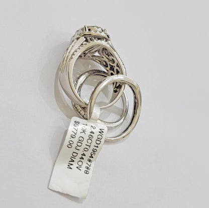 10k White Gold Diamond Ring & Band Ladies 3CTW Wedding Engagement Solid REAL - Reva Jeweler