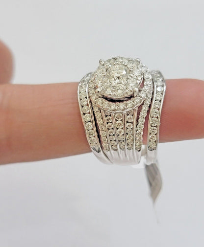10k White Gold Diamond Ring & Band Ladies 3CTW Wedding Engagement Solid REAL - Reva Jeweler