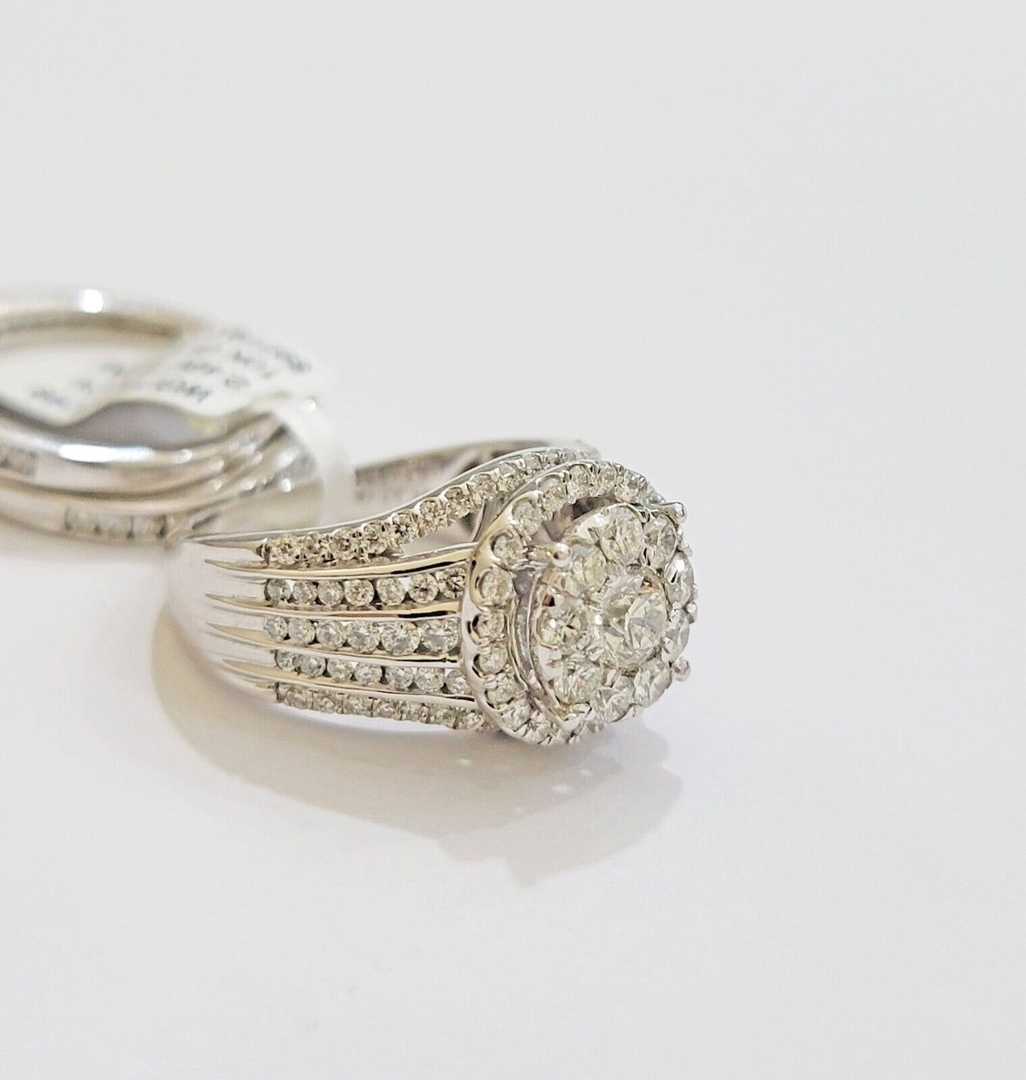 10k White Gold Diamond Ring & Band Ladies 3CTW Wedding Engagement Solid REAL - Reva Jeweler