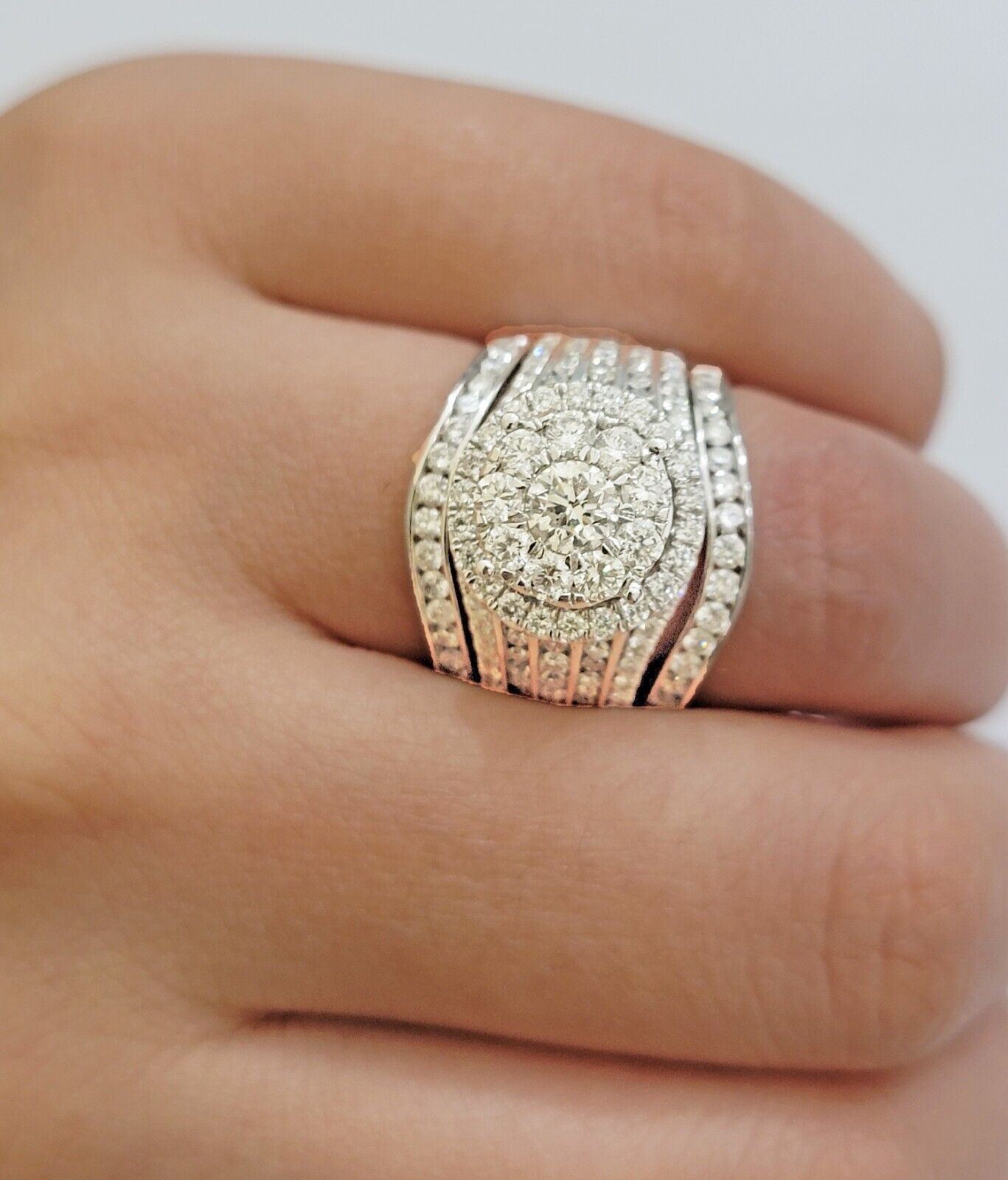 10k White Gold Diamond Ring & Band Ladies 3CTW Wedding Engagement Solid REAL - Reva Jeweler