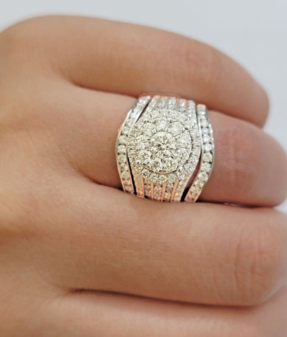 10k White Gold Diamond Ring & Band Ladies 3CTW Wedding Engagement Solid REAL - Reva Jeweler