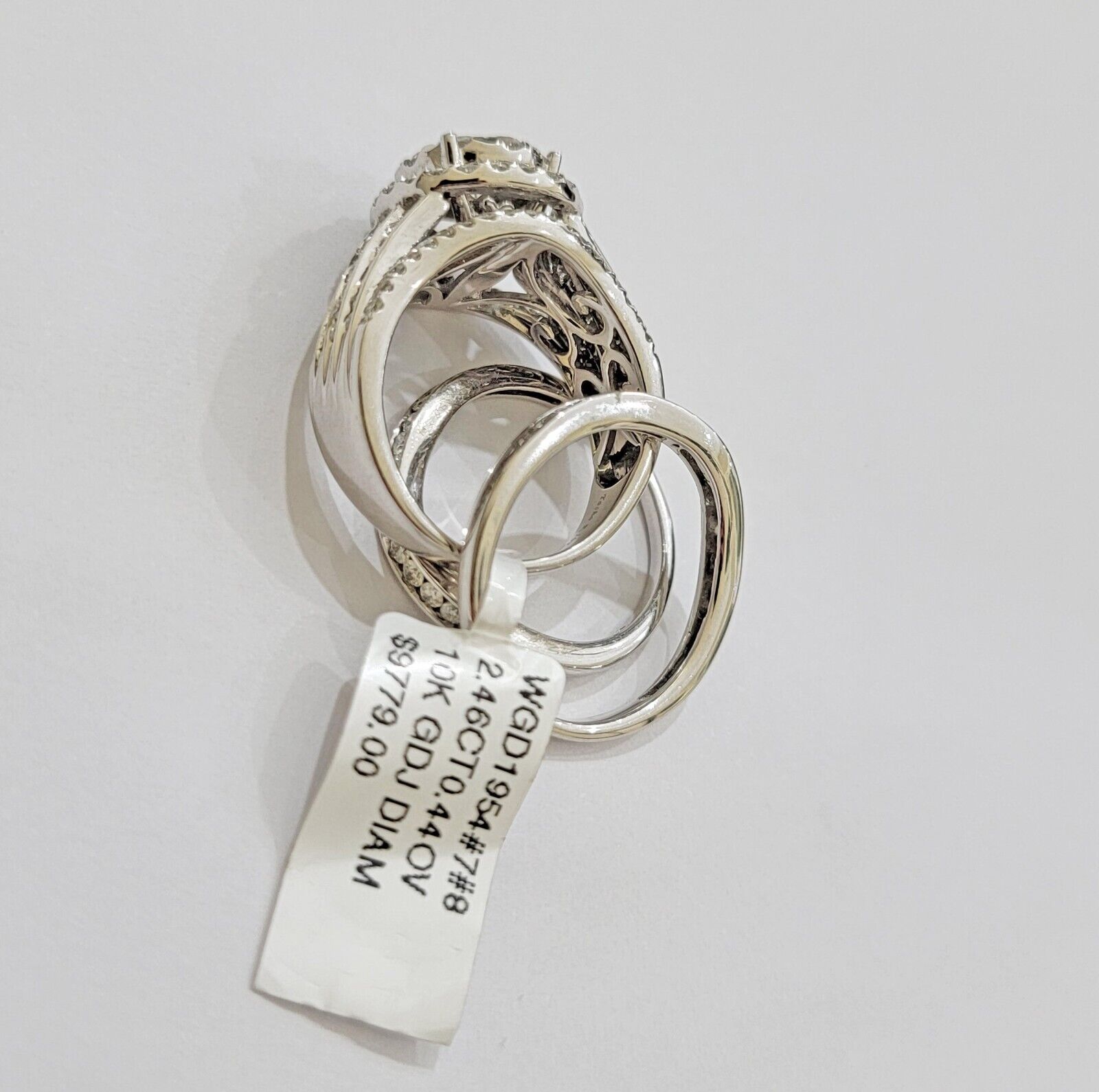 10k White Gold Diamond Ring Band Set Ladies 3CTW Wedding Engagement Solid REAL - Reva Jeweler