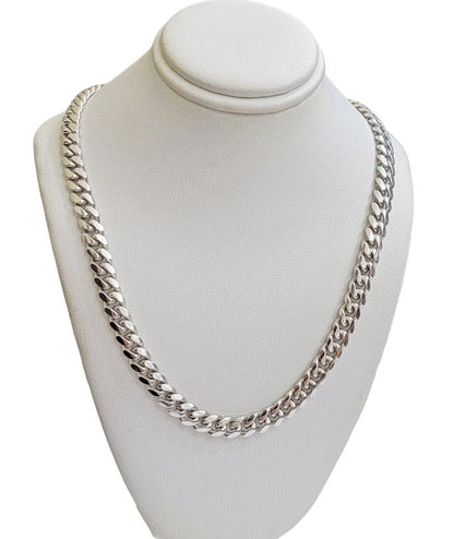 10k White Gold Miami Cuban Link Chain 7mm Solid Necklace 7mm 26" Inch SOLID 10k - Reva Jeweler