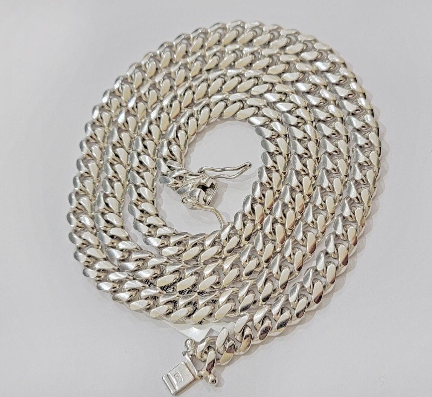10k White Gold Miami Cuban Link Chain 7mm Solid Necklace 7mm 26" Inch SOLID 10k - Reva Jeweler
