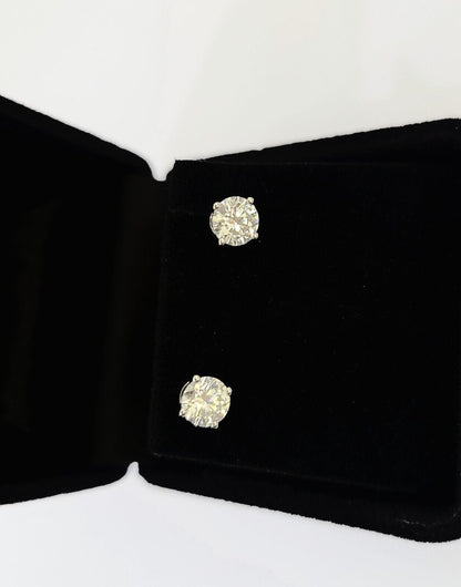 10k White gold Round Earrings Diamond screw - back Lab Created Women Men Studs - Reva Jeweler