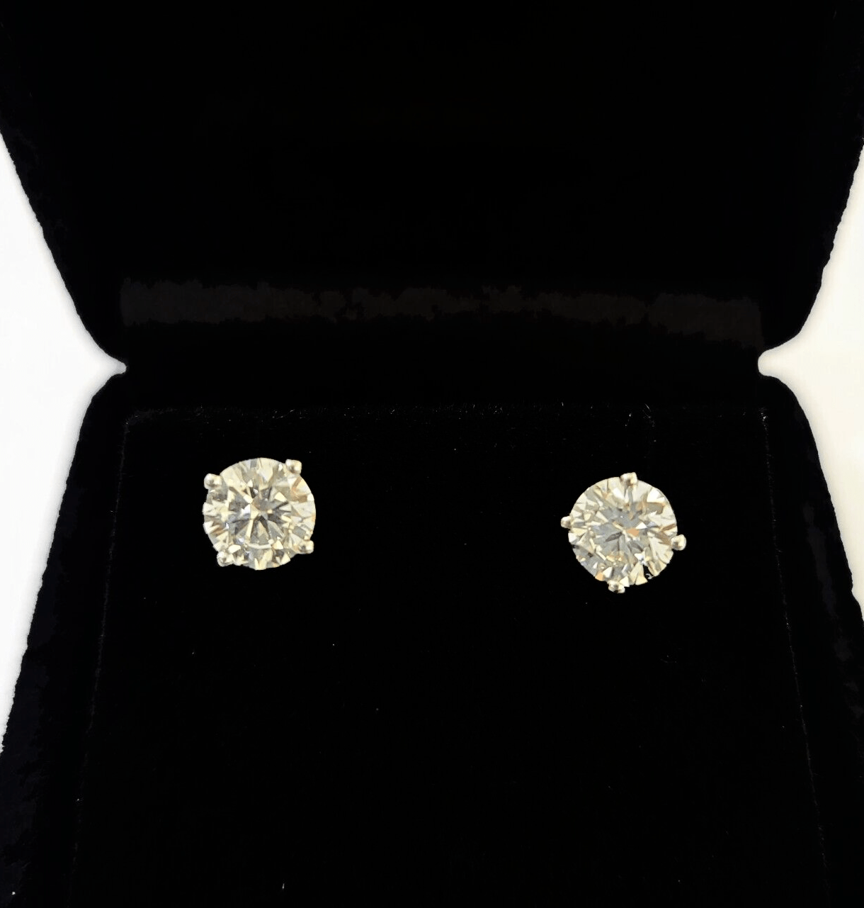 10k White gold Round Earrings Real Diamond screw - back Lab CreatedWomen Men Studs - Reva Jeweler