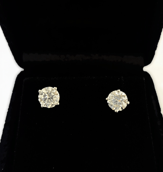 10k White gold Round Earrings Real Diamond screw - back Lab CreatedWomen Men Studs - Reva Jeweler