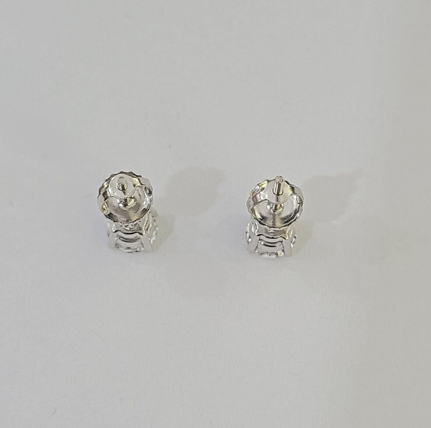 10k White gold Round Earrings Real Diamond screw - back Lab CreatedWomen Men Studs - Reva Jeweler