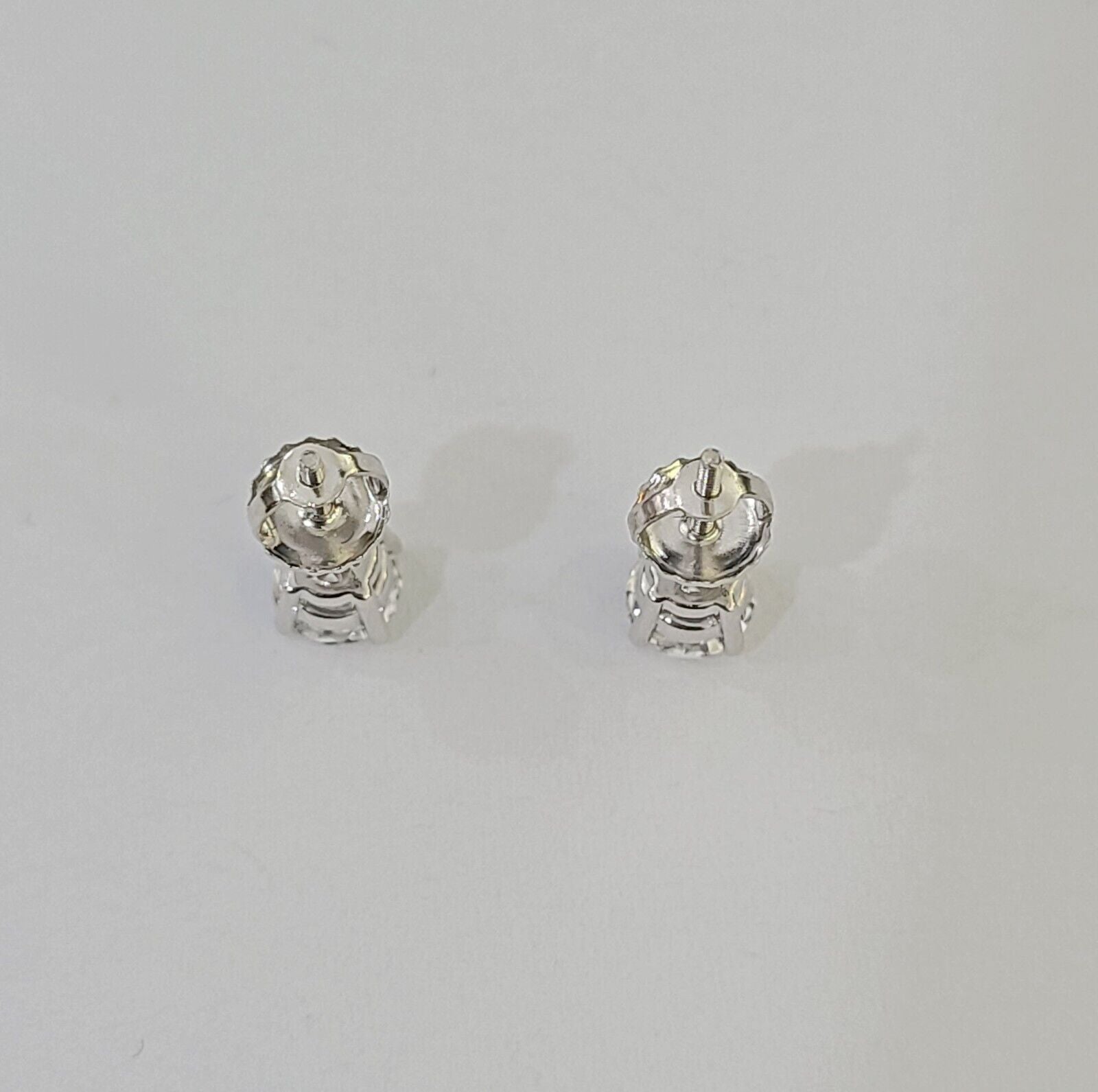 10k White gold Round Earrings Real Diamond screw - back Lab CreatedWomen Men Studs - Reva Jeweler