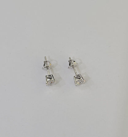 10k White gold Round Earrings Real Diamond screw - back Lab CreatedWomen Men Studs - Reva Jeweler