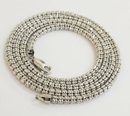 10k white Gold Tennis Chain 24" 4mm Diamond Cut necklace Lobster Clasp Women - Reva Jeweler