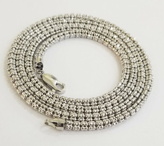 10k white Gold Tennis Chain 24" 4mm Diamond Cut necklace Lobster Clasp Women - Reva Jeweler