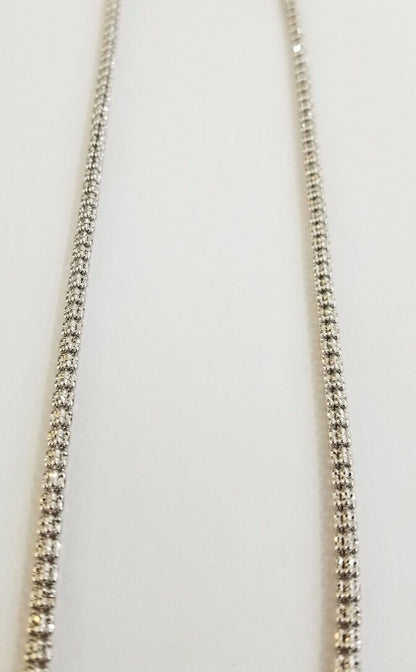 10k white Gold Tennis Chain 24" 4mm Diamond Cut necklace Lobster Clasp Women - Reva Jeweler