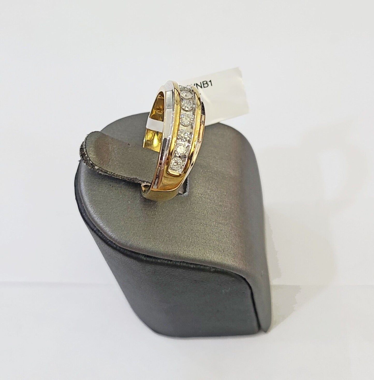 10k White Yellow Gold Diamond Mens Ring Band Wedding Genuine Natural Real - Reva Jeweler