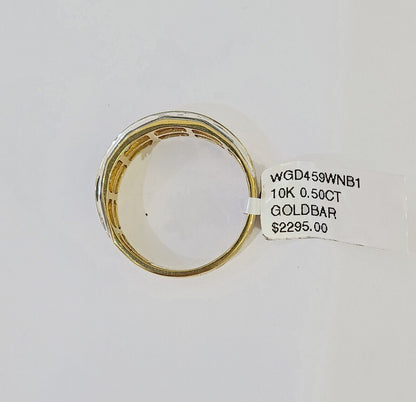 10k White Yellow Gold Diamond Mens Ring Band Wedding Genuine Natural Real - Reva Jeweler