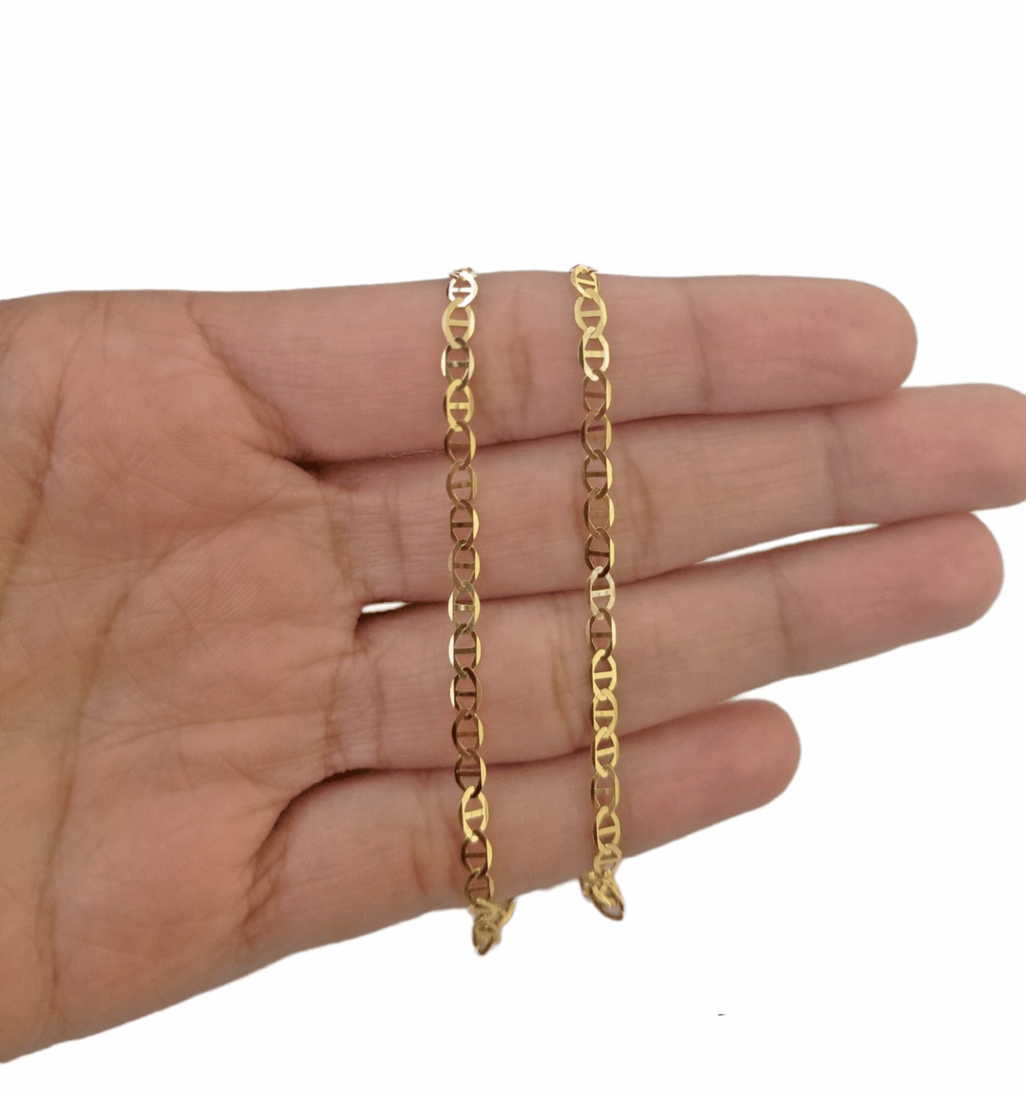 10K Yellow Gold 3mm Mariner Anchor Link Bracelet 8" Inch Lobster Lock - Reva Jeweler