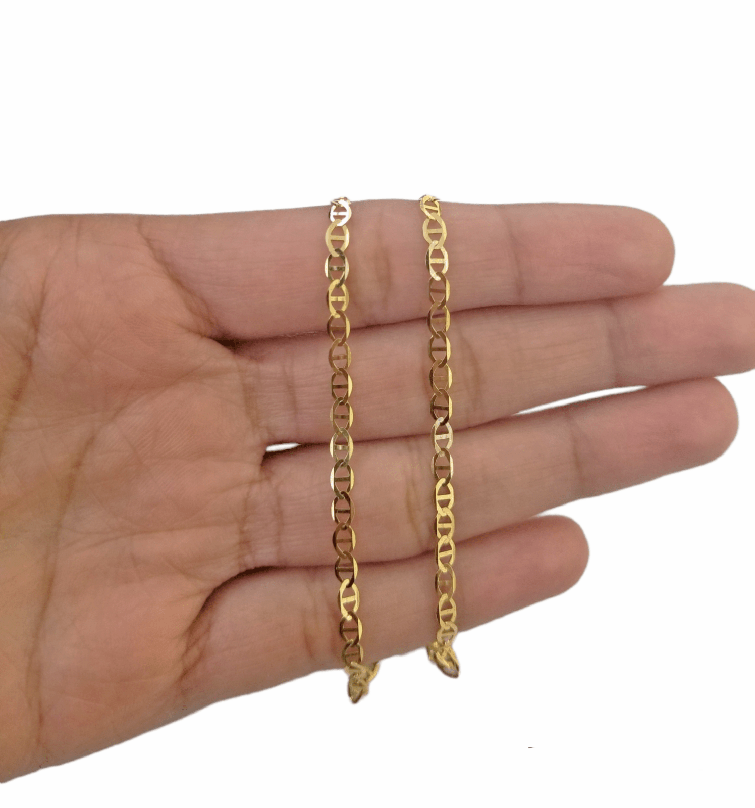 10K Yellow Gold 3mm Mariner Anchor Link Bracelet 8" Inch Lobster Lock - Reva Jeweler