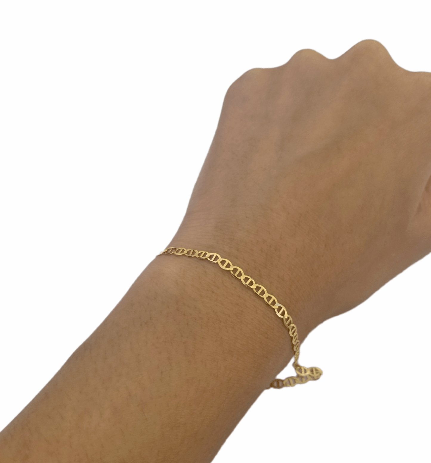10K Yellow Gold 3mm Mariner Anchor Link Bracelet 8" Inch Lobster Lock - Reva Jeweler