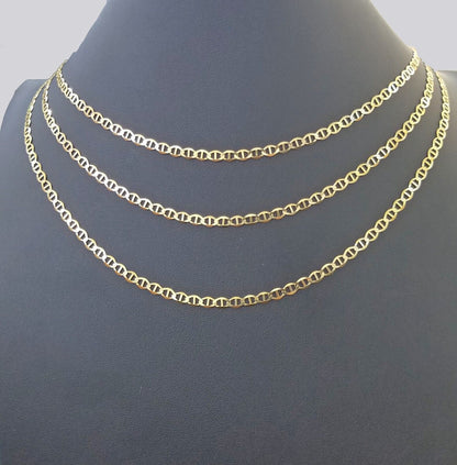 10K Yellow Gold 4mm Mariner Anchor LInk Chain Pendant Necklace 20" - 24" Inch - Reva Jeweler