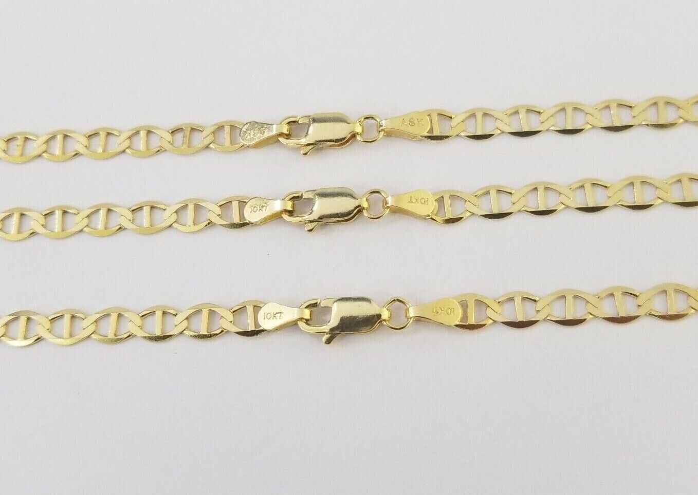 10K Yellow Gold 4mm Mariner Anchor LInk Chain Pendant Necklace 20" - 24" Inch - Reva Jeweler