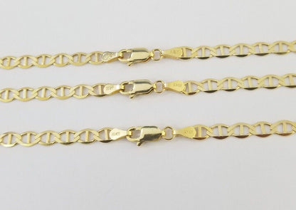 10K Yellow Gold 4mm Mariner Anchor LInk Chain Pendant Necklace 20" - 24" Inch - Reva Jeweler