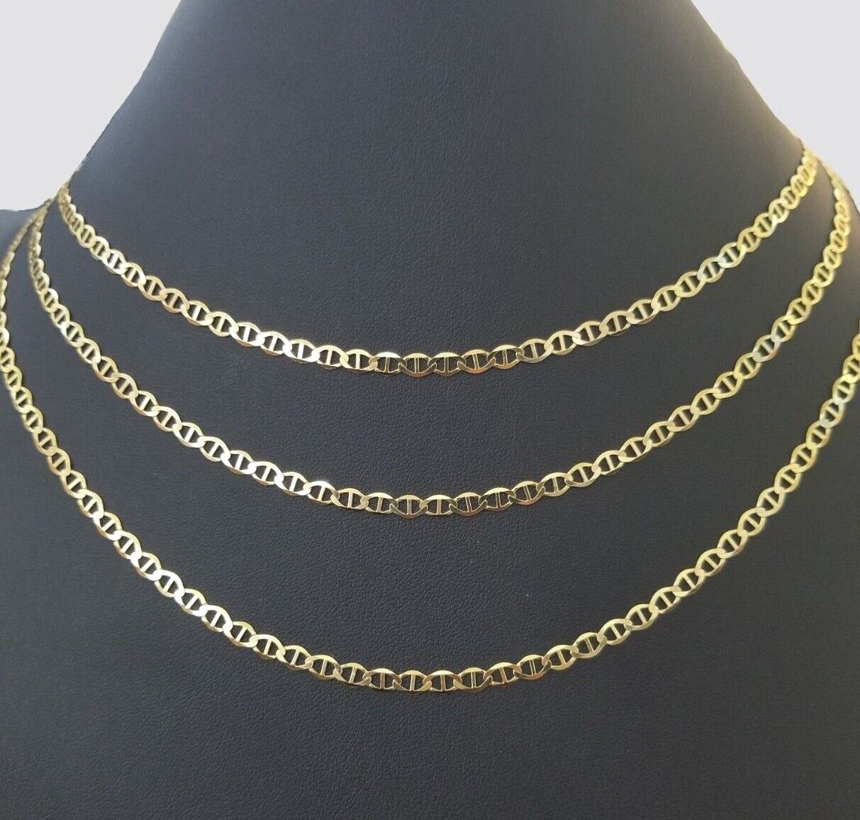 10K Yellow Gold 4mm Mariner Anchor LInk Chain Pendant Necklace 20" - 24" Inch - Reva Jeweler