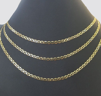 10K Yellow Gold 4mm Mariner Anchor LInk Chain Pendant Necklace 20" - 24" Inch - Reva Jeweler