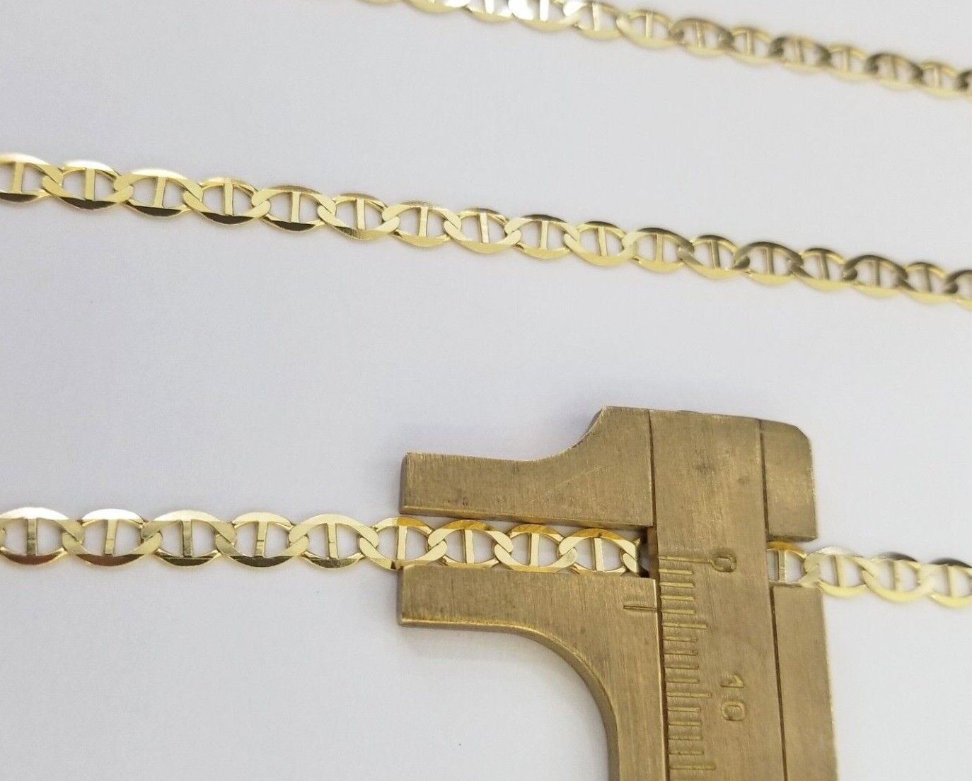 10K Yellow Gold 4mm Mariner Anchor LInk Chain Pendant Necklace 20" - 24" Inch - Reva Jeweler