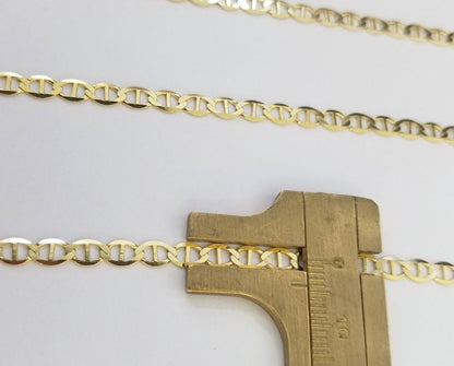 10K Yellow Gold 4mm Mariner Anchor LInk Chain Pendant Necklace 20" - 24" Inch - Reva Jeweler