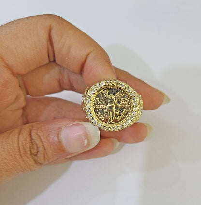 10k Yellow Gold 50 Pesos CZ Ring 1947 Mexico/Mexican Ring - Reva Jeweler