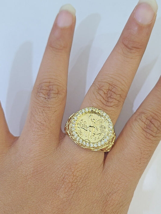 10k Yellow Gold 50 Pesos CZ Ring 1947 Mexico/Mexican Ring - Reva Jeweler